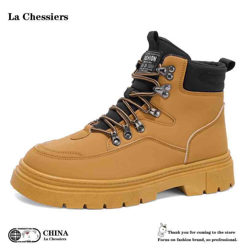La Chessiers高帮马丁靴男鞋春秋季2025新款大码工装鞋男士韩版百搭英伦风厚底短靴子