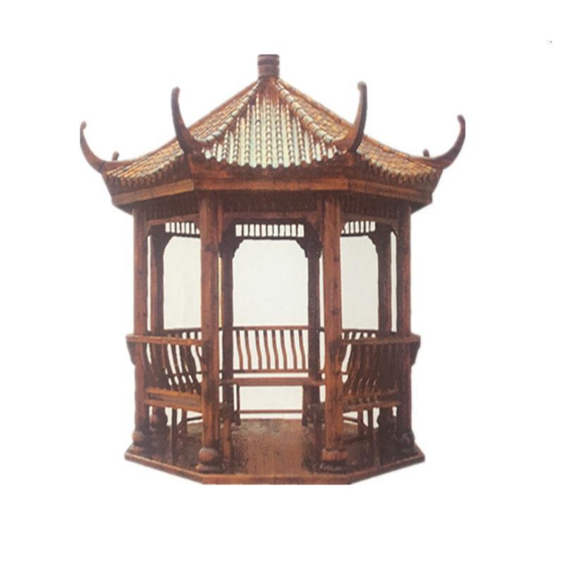 森美人凉亭户外防腐木六角亭庭院古建木屋实木长廊仿古四角木亭 加厚4米六角凉亭带桌不包邮