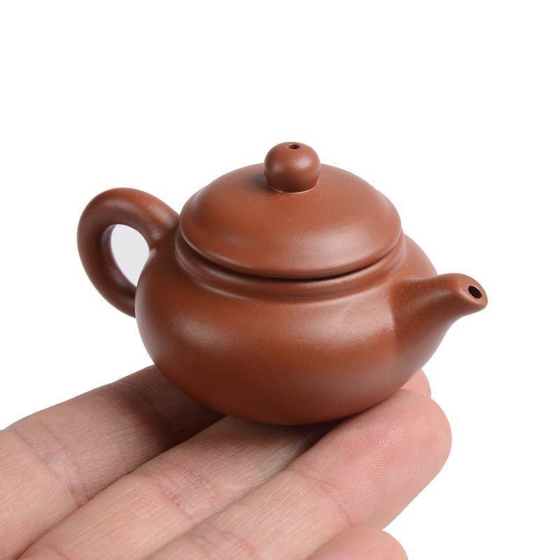 迷你紫砂壶创意小号袖珍指尖壶小号茶玩茶宠摆件精品功夫茶具可养|棕色秦权