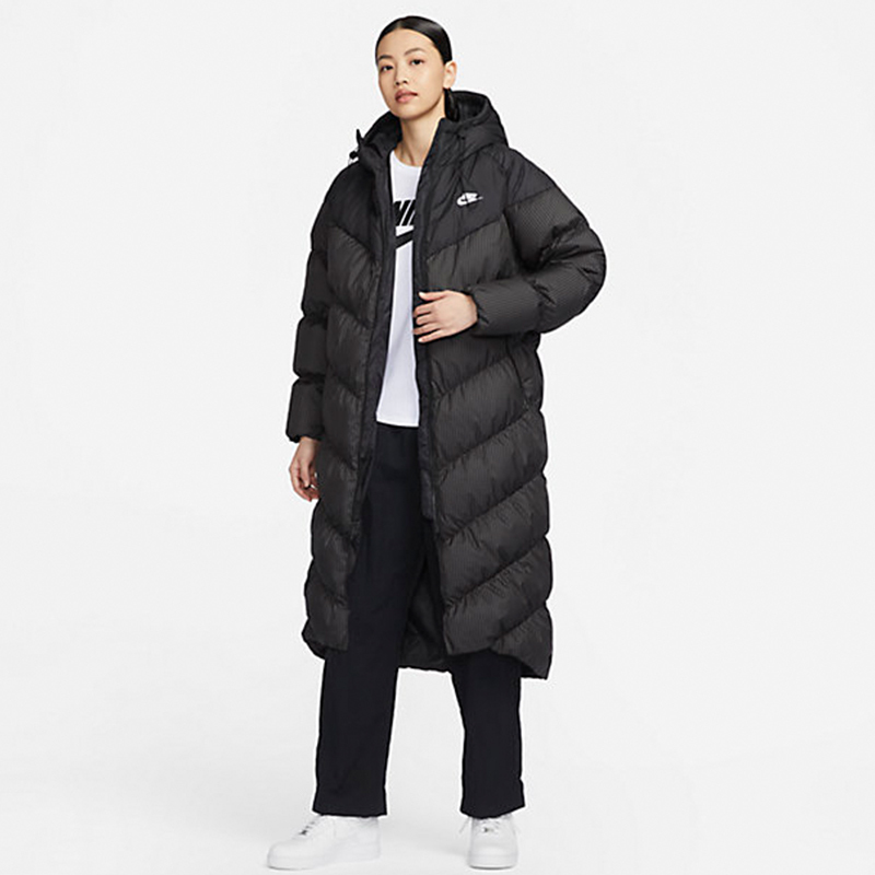 耐克中长款羽绒服女2023冬季新款连帽保暖防风运动外套fd8213010