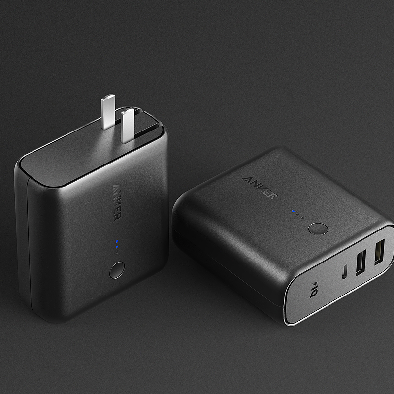 Anker超级充移动电源&充电器二合一(黑色)5000mAh 适用于苹果充电器 出门更省心