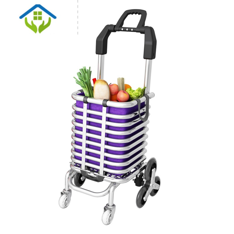 御蓝锦便携购物车小推车拉货轻便拖车爬楼家用老人买菜小拉车两用可