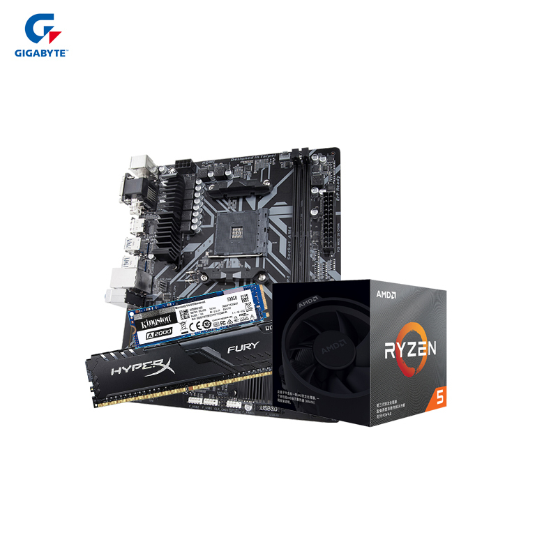 技嘉B450M-S2H主板+AMD锐龙5 3600X CPU+金士顿Fury 2666 8G+A2000/500G