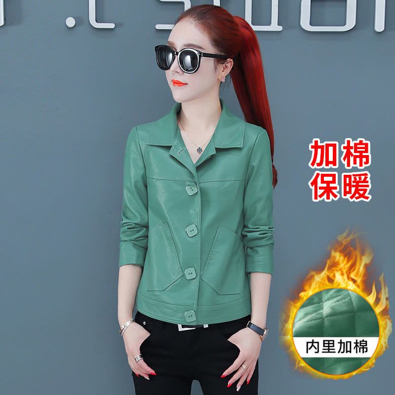 皮衣外套女洋气时尚2021秋冬女新款百搭显瘦皮夹克女矮个子皮衣女图片