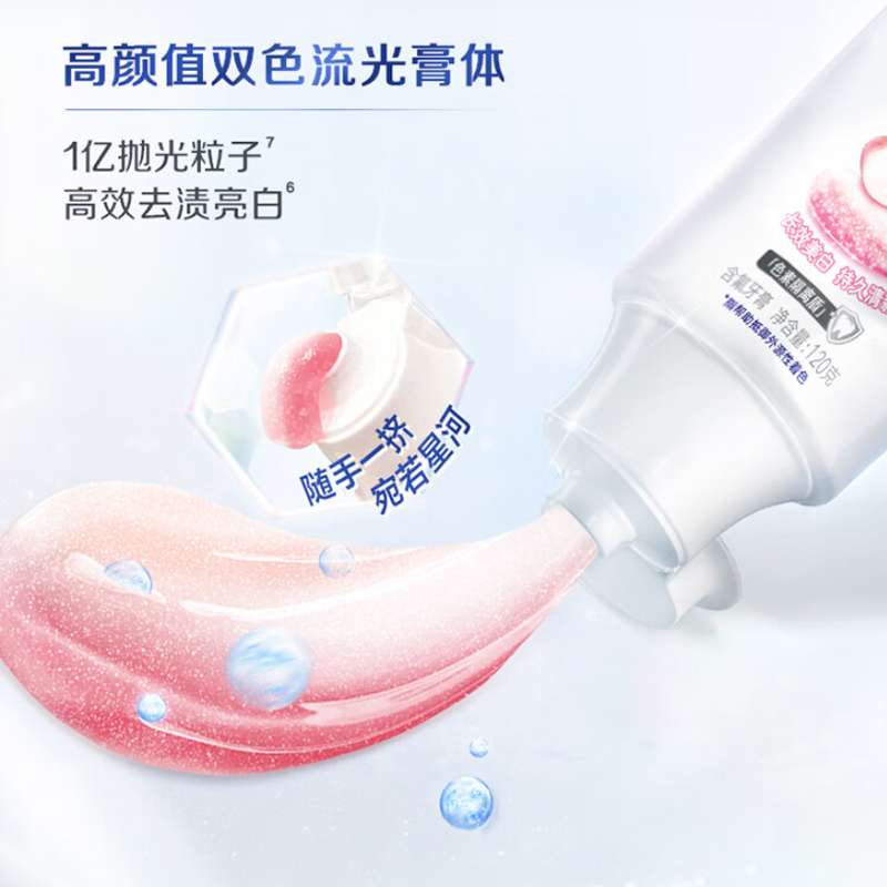 佳洁士锁白牙膏美白香氛口气清新白桃亮白含氟官方正品[组合]白桃牙膏120g+漱口水250ml高清大图