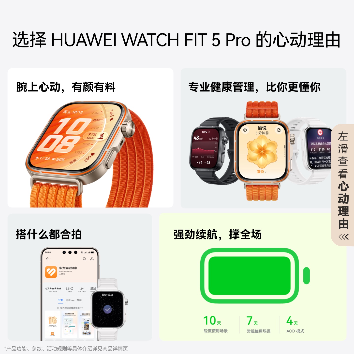 HUAWEI WATCH FIT 5 Pro NKI-B29 冰川白 白色铝合金表壳 白色氟橡胶表带高清大图