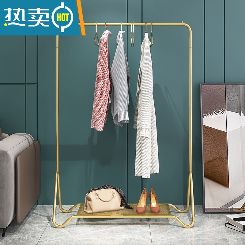 敬平晾衣架落地卧室简易衣架家用晾衣杆室内挂衣架收纳器折叠衣帽架 高端亚光黑80*150 大高清大图