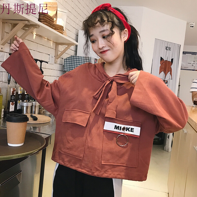 同款上衣女生社会衣服卫衣女韩版潮学生宽松bf短
