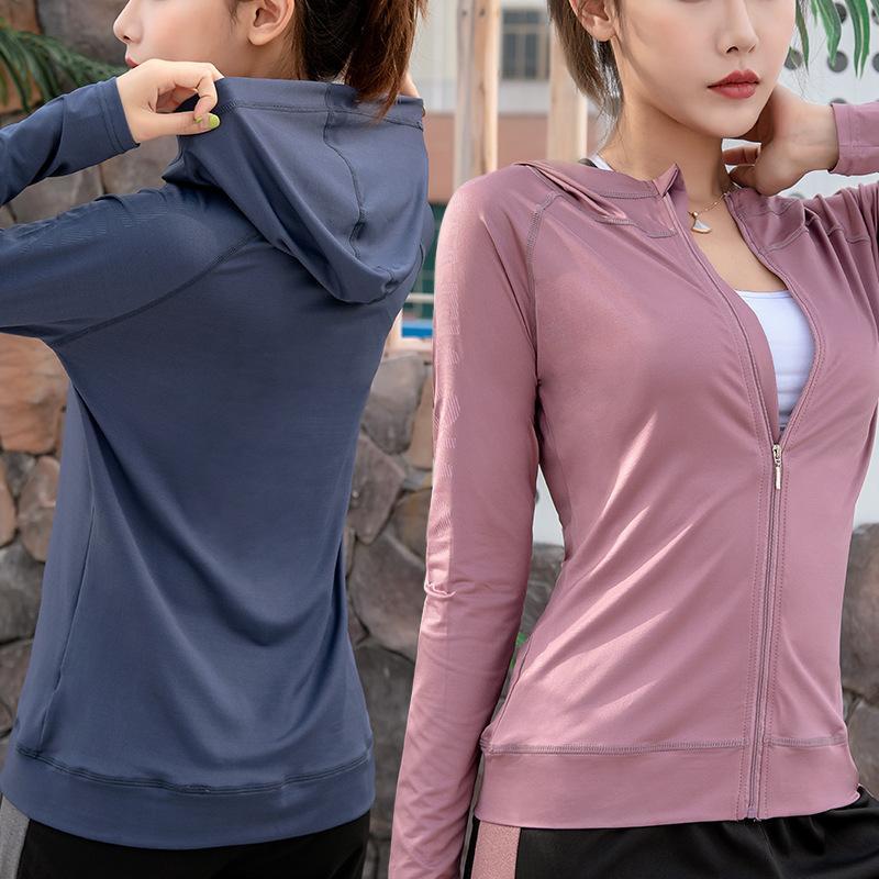 新款运动健身跑步外套女秋冬速干休闲韩版学生开衫连帽上衣瑜伽服