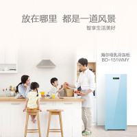 海尔(Haier)151升家用侧开门立式冷柜 母婴无霜冰柜 可调抽屉小冰箱 母乳柜储存冷冻柜BD-151WMY