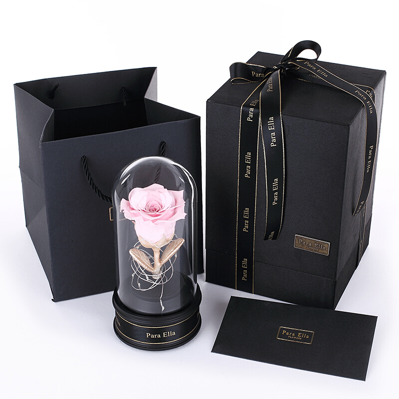 Para Ella 012系列永生花红色玫瑰花[冷灯光玻璃罩音乐礼盒]鲜花速递情人节创意礼物生日纪念日礼物送女友女生