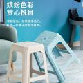 茶花(CHAHUA) 塑料凳子家用加厚防滑耐磨餐椅休闲板凳方凳大号换鞋凳子4只咖色_119
