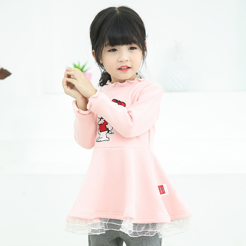史努比(SNOOPY)女童卫衣裙秋冬款加绒连衣裙子90-140cm