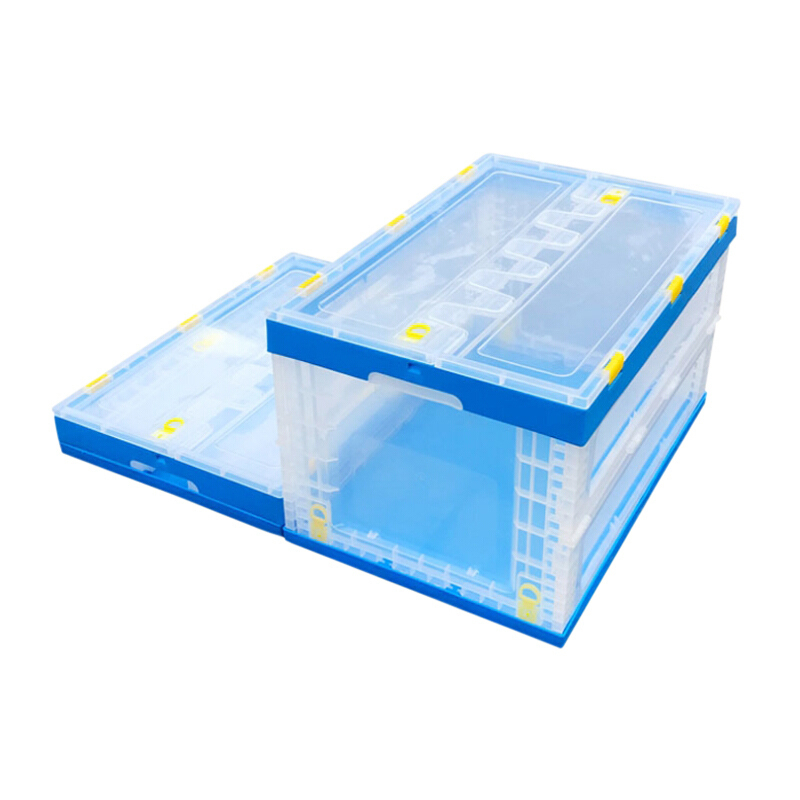 安赛瑞(safeware)折叠透明周转箱 600×400×340mm(外尺寸)透明蓝白色