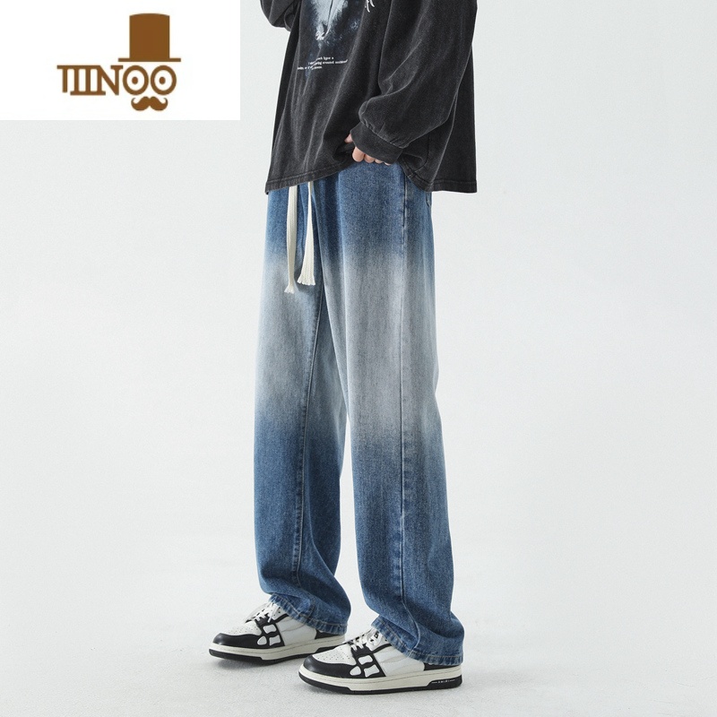 YANXU牛仔裤男夏季薄款宽松直筒裤子男生美式潮牌百搭休闲阔腿长裤高清大图