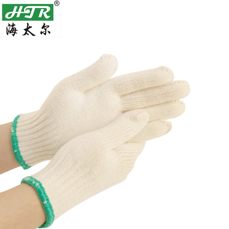 海太尔(HTR)0001线手套750g舒适耐磨防滑维修搬运干活工地劳保手套 米白 均码
