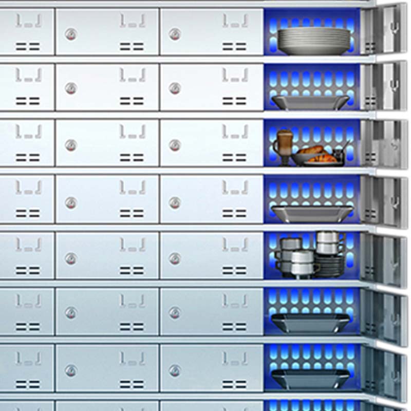 帅畅不锈钢员工食堂消毒碗柜餐厅紫外线高温餐具柜多格饭盒储物柜40门餐盘柜 紫外线消毒高清大图