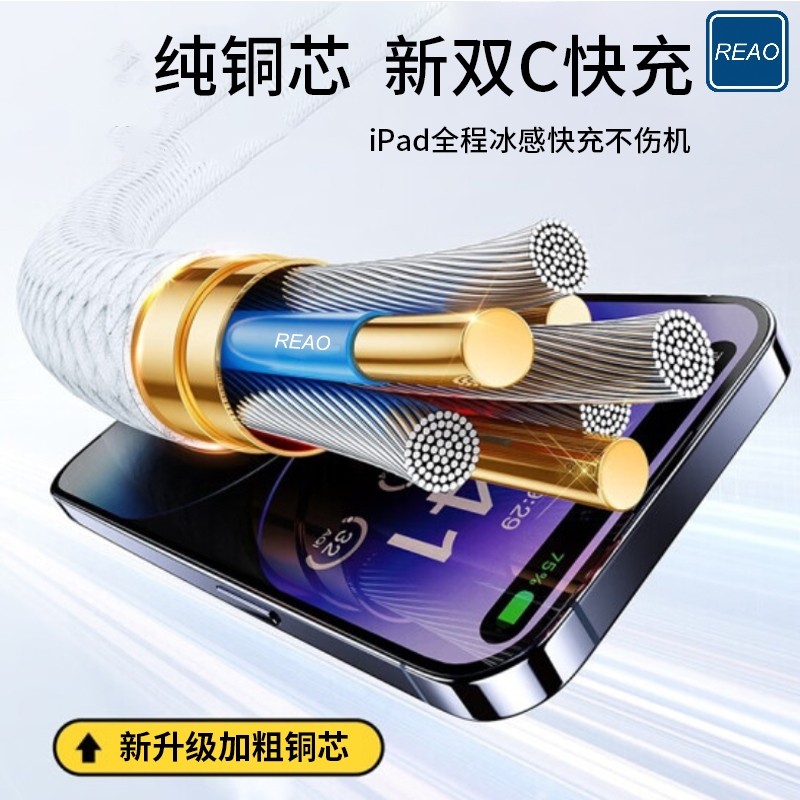 泺澳 60W双C口x16快充编织数据线1米高清大图