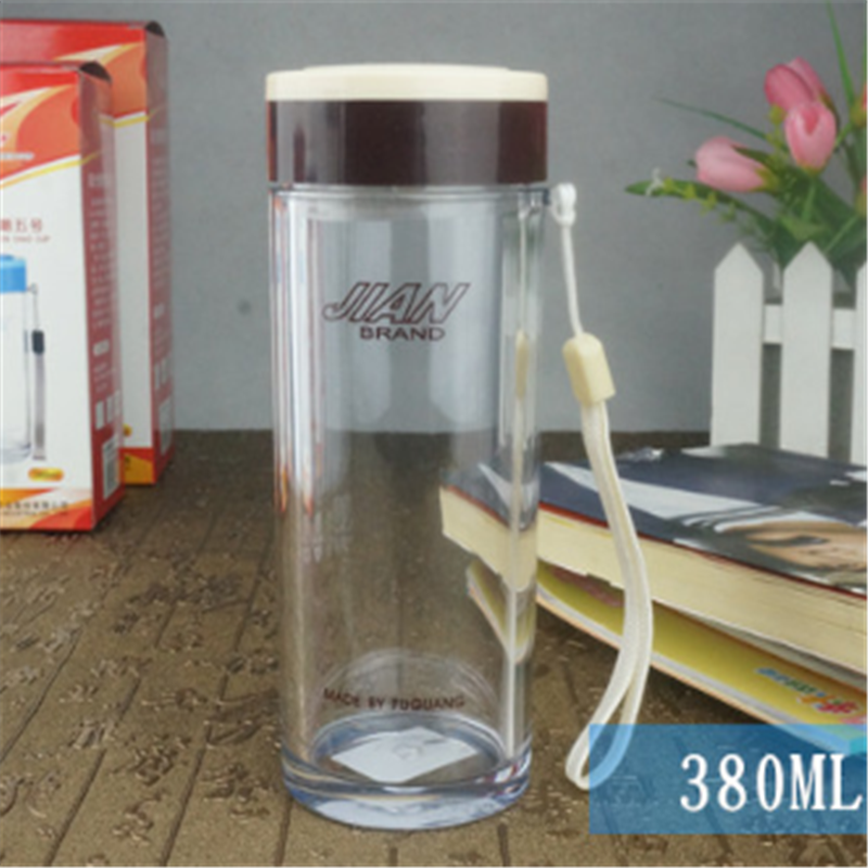 富光健牌新潮5号树脂隔热口杯便携泡茶杯耐摔带提绳茶漏380ml，可以印字，10个起订