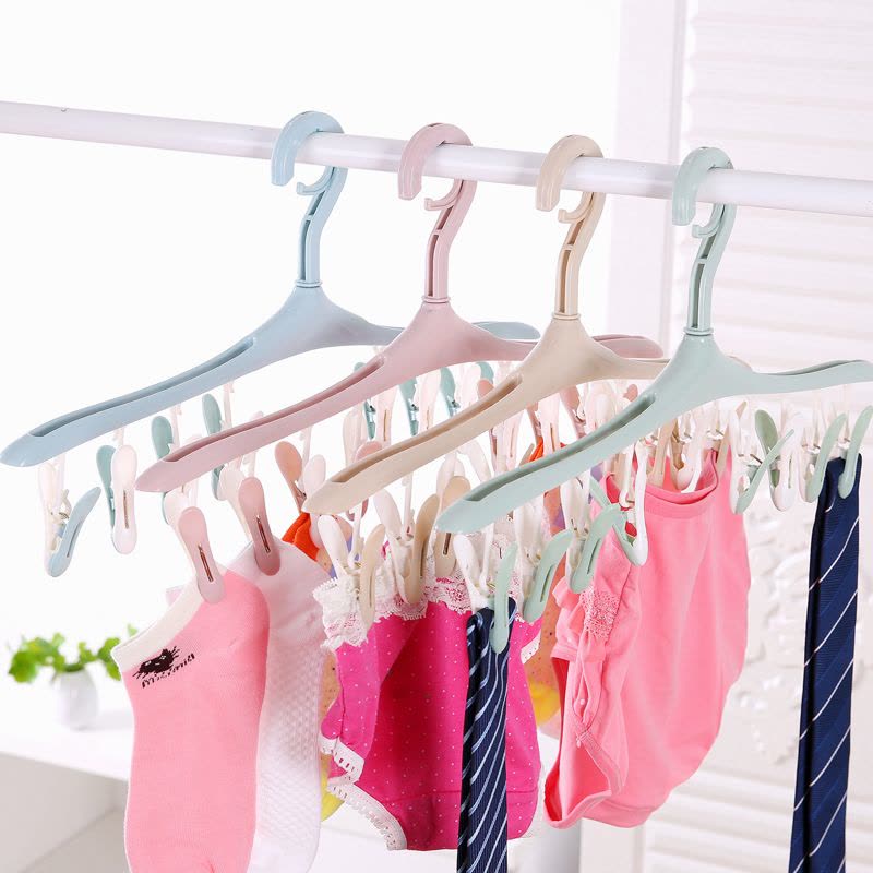 妙誉[1/8个装]多功能8夹防风衣架夹子袜子内衣裤子架衣物晾晒架图片