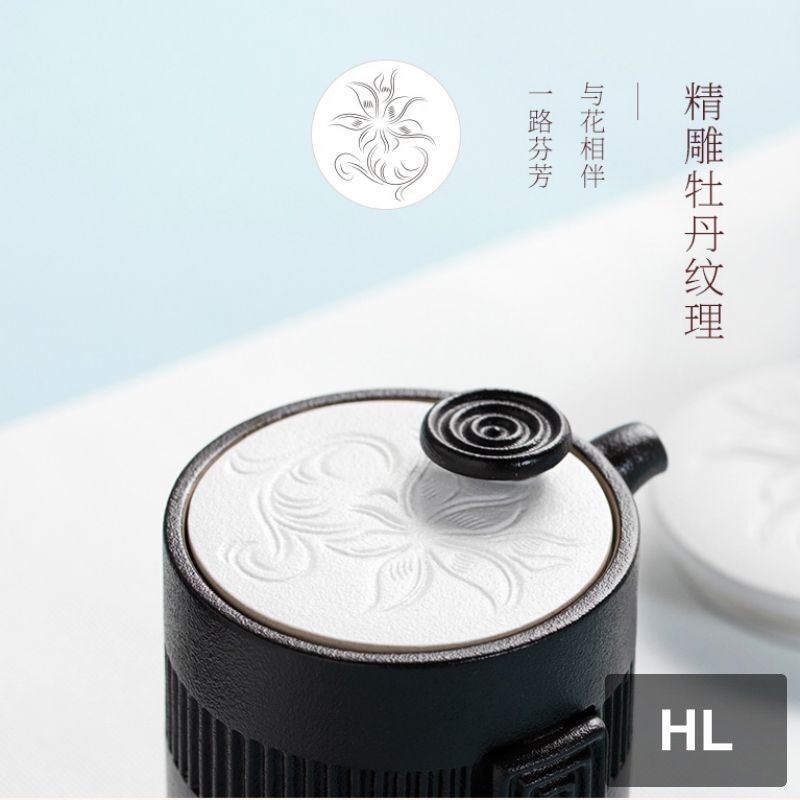 陆宝 万事合意旅行组 便携茶具 陶瓷茶壶茶海公道杯组合茶具 WSHT002宝石蓝高清大图