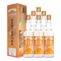 台岛台湾高粱酒金门建县纪念白酒39度600ml*6瓶浓香型