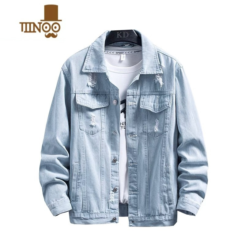 yanxu牛仔外套男士春季韩版潮流上衣服2023款外套休闲百搭工装夹克