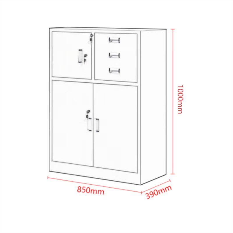 沃盛 办公文件柜 铁皮柜资料柜储物柜偏三斗矮柜加厚款1000*850*390图片