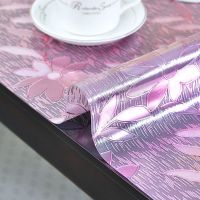 餐桌垫防水防油防烫透明软玻璃pvc茶几垫电视柜台塑料餐桌布|1.0玫瑰金波斯菊 90*90cm