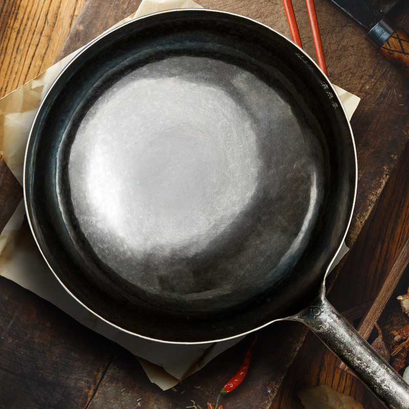 臻三环手工打造铁锅炒锅不粘锅无涂层熟铁炒菜锅宗师古法原色30cm加锅