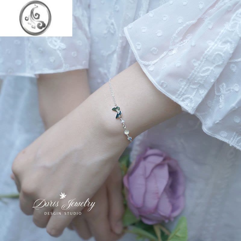 JiMi白色洋桔梗#奥地利水晶手链ins小众设计S925银银简约学生闺蜜手环图片