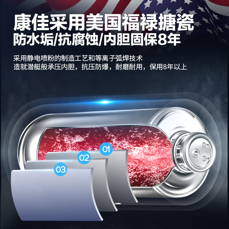 康佳(KONKA) 电热水器 储水式家用恒温节能2000W二级能效 KX01 金色40升高清大图