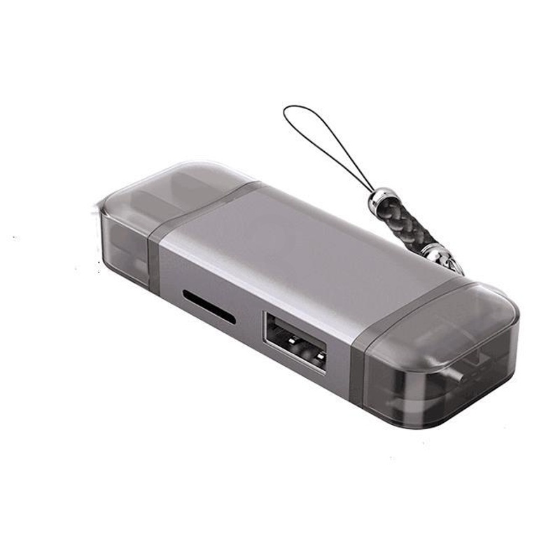 usbc30高速多功能otg手机读卡器sdtf单反内存卡u盘typec读卡灰色usb30