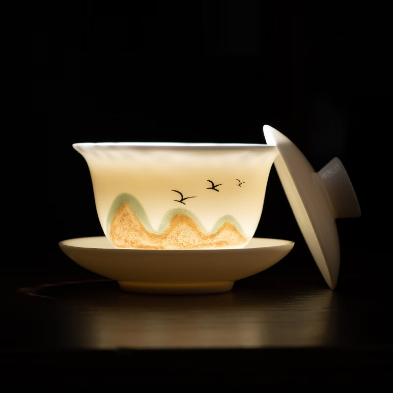 苏氏陶瓷/SUSHI CERAMICS J0956 千里江山三才盖碗茶具组 (单位:套)高清大图