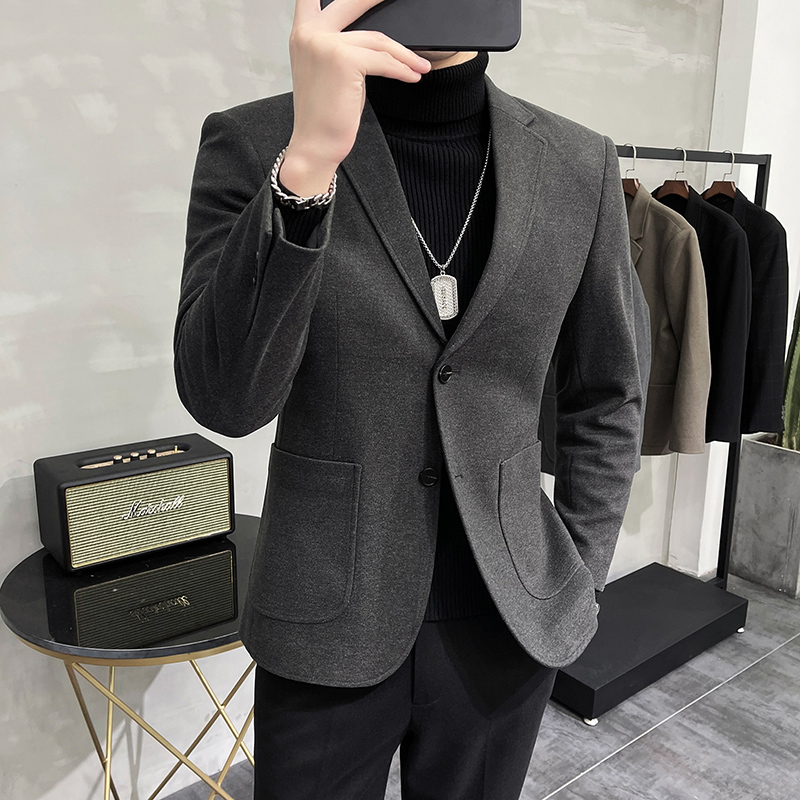 啄木鸟男士休闲西服新款高级感商务正装韩版修身西装外套上衣单上高清大图