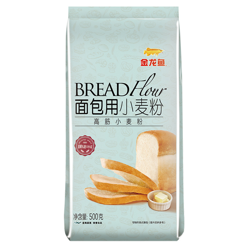 金龙鱼面包用小麦粉(高筋小麦粉)500g 家用烘焙面粉 面包披萨高清大图