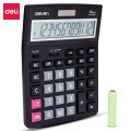 得力（deli）1521A桌面计算器 黑色大屏幕语音型计算机办公计算器经典款*1台装