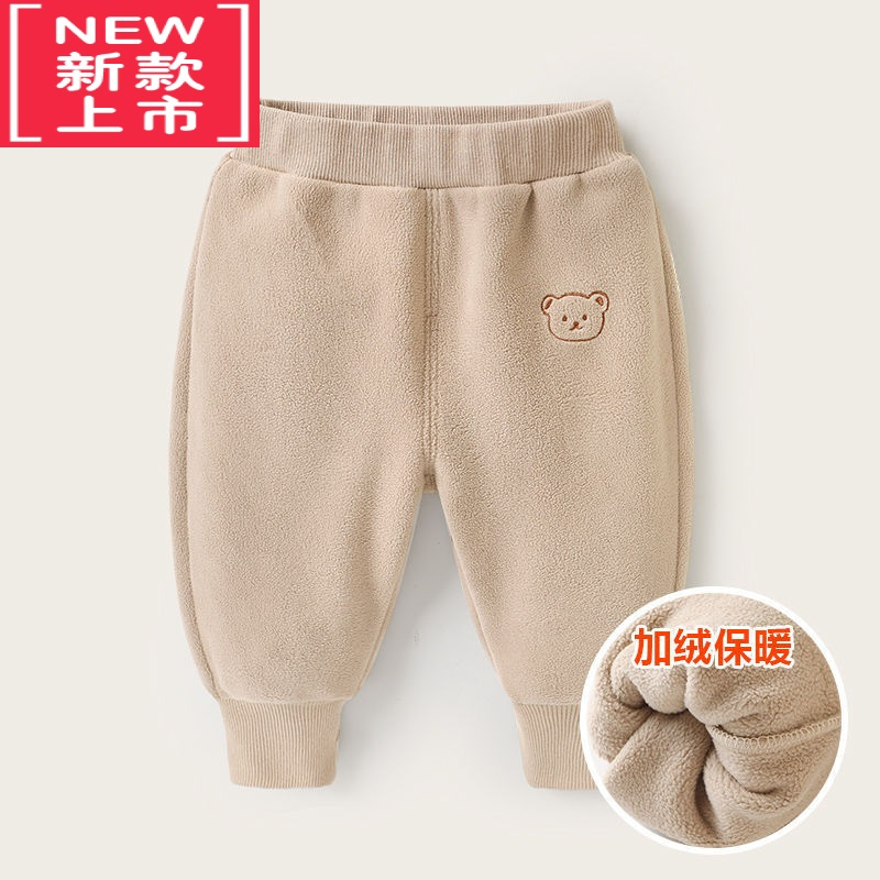 可莉允婴儿衣服奧粒绒长裤子加厚冬装秋冬儿童男童女宝宝保暖小童休闲裤保暖裤