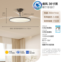欧普照明OPPLE吊扇灯睿风 黑色款/全光谱/三档调光/36寸