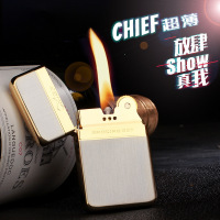 CHIEF首领003煤油打火机超薄纯铜老式砂轮个性创意复古打火机