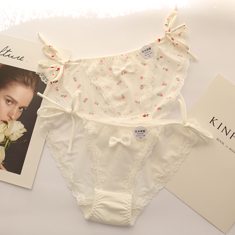 xin性感系带内裤女可解开透明蕾丝网纱透视诱惑系绳少女生骚绑带内裤