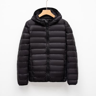 简约百搭休闲新款轻薄黑色女羽绒轻便女款连帽羽绒服 黑色 XL