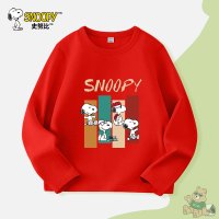 SNOOPY史努比童装男女中大童套头卫衣休闲运动秋款洋气拼接长袖T恤24TT05