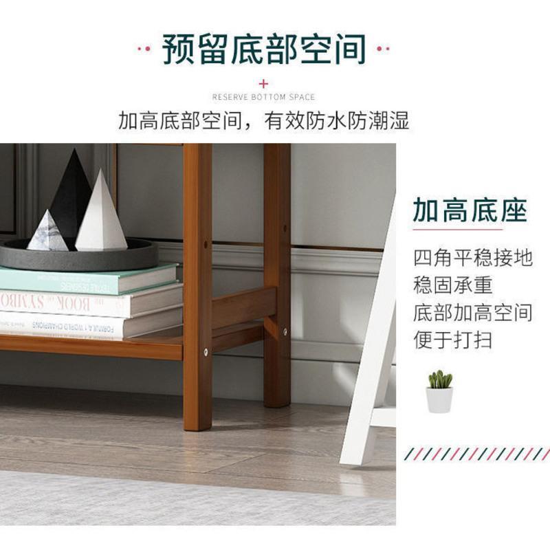 茶色3层35cm[条形款] 阳台置物架落地多层实木家用储物客厅厨房宿舍寝室小玩具收纳架子