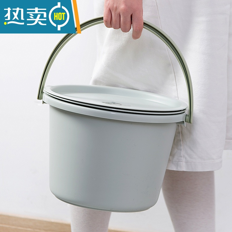 敬平水桶家用手提水桶桶盆套装学生专用圆桶带盖储水桶洗澡用品三件套 蓝色大号三件套