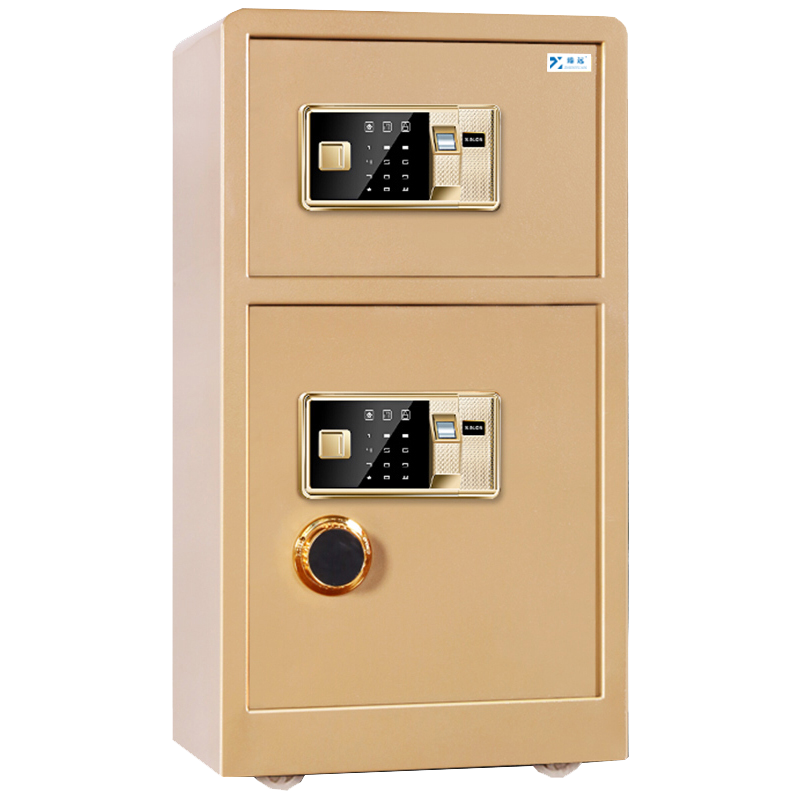 臻远全钢实心防盗保险柜 高150cm双门双层指纹款土豪金色高清大图