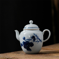 領藝 茶壶手绘景德镇手工家用泡茶壶陶瓷功夫茶具仿古青花 柿柿如意茶壶