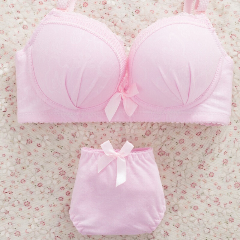 性感白色少女文胸薄款拢可爱学生高中无钢圈女内衣内裤套装