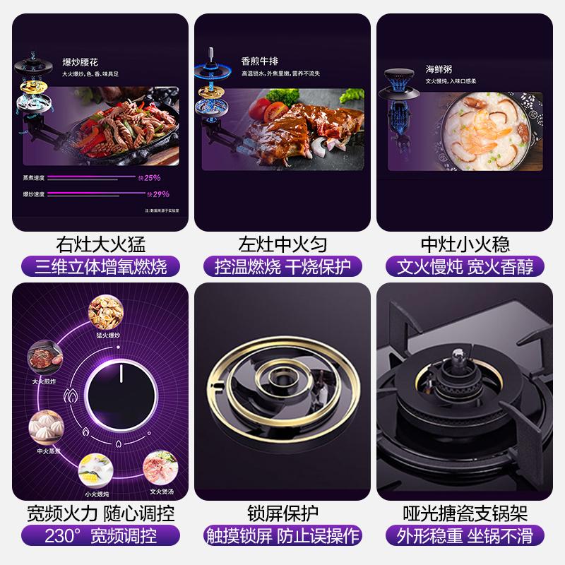 卡萨帝(Casarte)台嵌两用嵌入式燃气灶JZT-CG19C3UD(12T)智能三头灶,三维立体燃烧天然气灶具