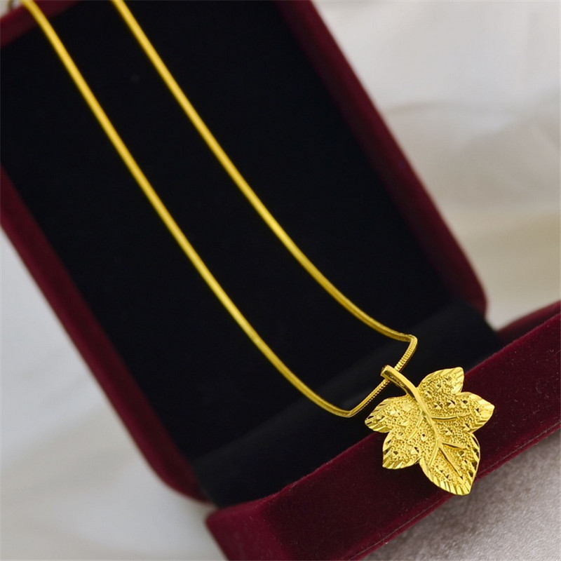 葫芦叶镀金项链情人礼物首饰品 民族风锁骨链项链送女朋友七夕情人节礼物